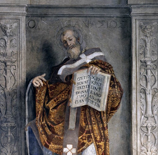 Athanasius the Great by Domenichino (1581-1641). Fresco in Cappella dei Santi Fondatori, Abbazia di Santa Maria, Grottaferrata - 1609-12