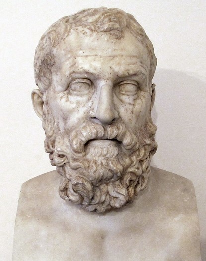 Ancient bust of Solon. Roman copy (c. 90 CE) of a Greek original (c. 110 BCE) from the Farnese Collection. Today, it is kept at the National Archaeological Museum, Naples