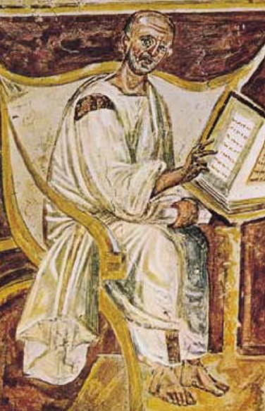 The earliest known portrait of Augustine in a 6th-century fresco, Lateran, Rome