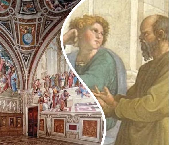 Xenophon (left) and Socrates (right) by Raphael Sanzio, Room of the Signature, School of Athens, 1509-1511, Vatican Museums