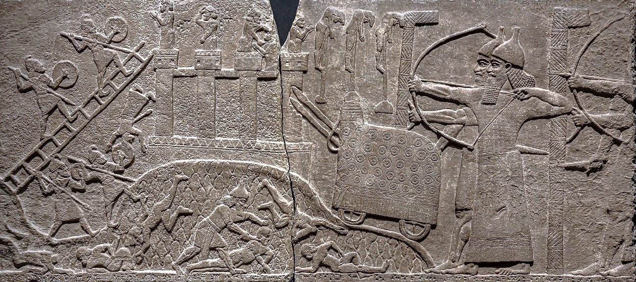 Assyrian Relief Attack on Enemy Town from Kalhu (Nimrud) Central Palace reign of Tiglath-pileser III 730-727 BCE British Museum 