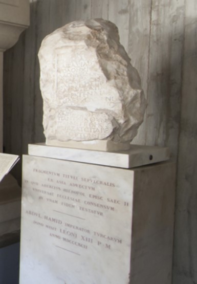 Abercius’ stele preserved at the Pio Cristiano Museum in Rome