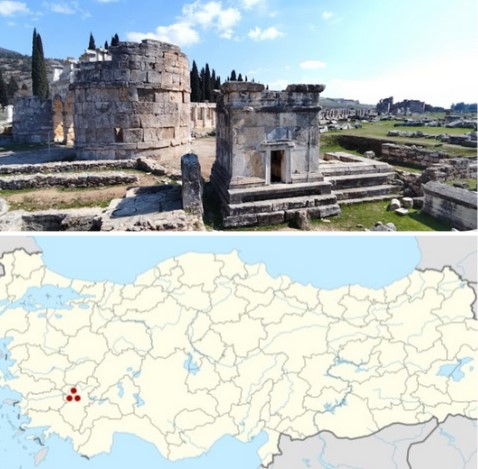 Ruins of Hierapolis in Phrygia (Pamukkale), present-day Turkey
