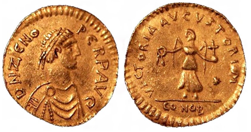 Gold tremissis of emperor Zeno (474-491)