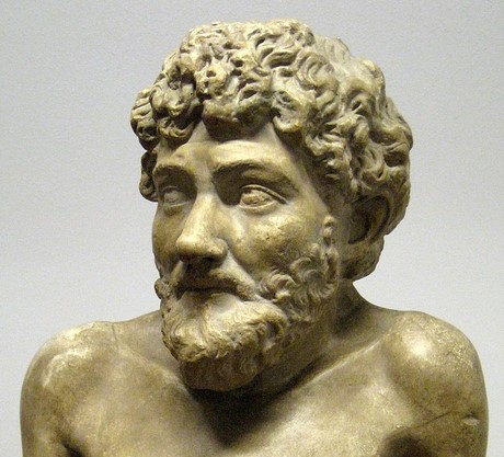 Plaster cast of a Hellenistic statue thought to depict Aesop;  4th century BCE, original in the Art Collection of the Villa Albani, Rome.