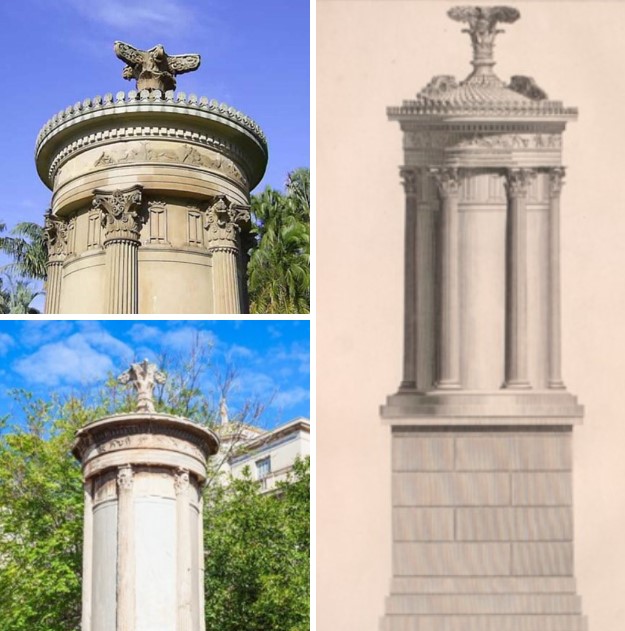 Monument of Lysicrates in Athens (334-333 BCE): The capitals and the roof’s grand crest supporting the tripod are richly decorated with acanthus leaves, carved with sharper serrations than those of the spiny acanthus.