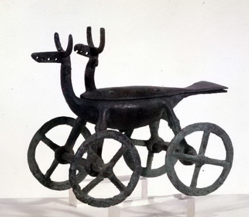 Etruscan bronze incense cart zoomorphic design (9th century BCE)  from Monterozzi necropolis, Arcatelle - National Museum of Tarquinia, Italy.
