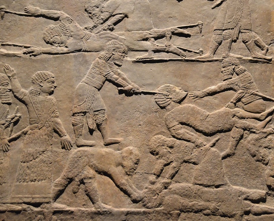 Relief depicting tongue removal and live flaying of Elamite chiefs after the Battle of Ulai (653 BCE).
