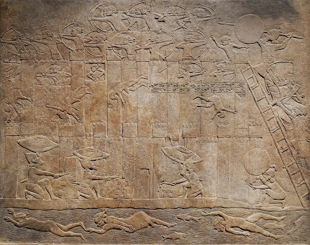 Relief depicting the Assyrians besieging the Elamite city of Hamanu in 646 BCE.