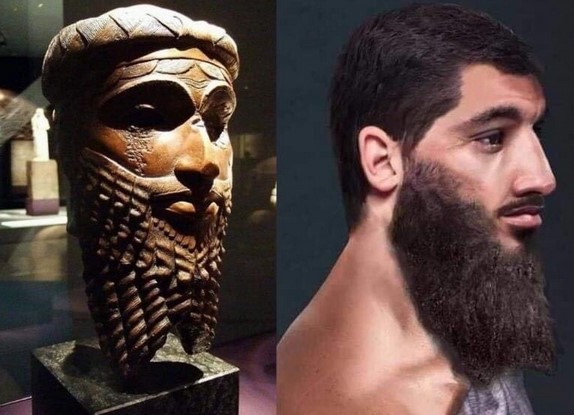 Bronze head of a king of the Old Akkadian dynasty, most likely representing either Naram-Sin or Sargon of Akkad. Unearthed in Nineveh (now in Iraq). In the National Museum of Iraq, Baghdad. Height 30.5 cm.