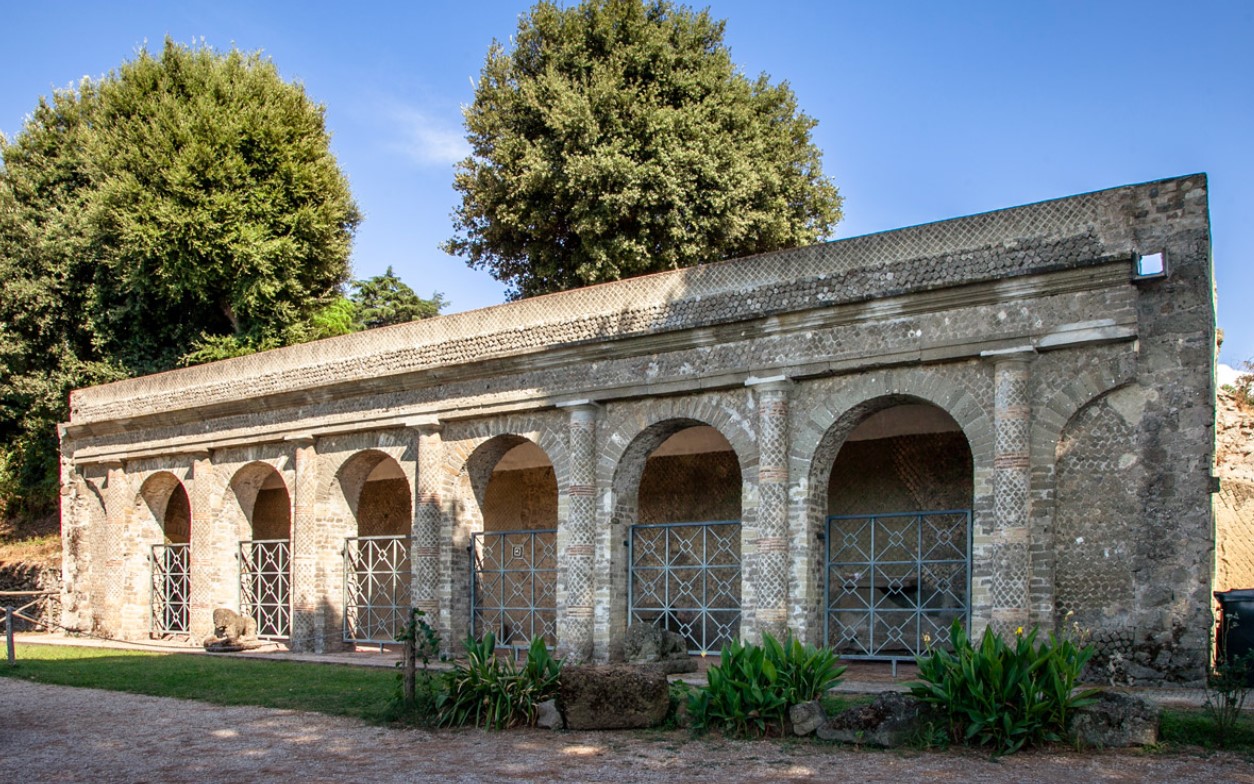 Remains of the porch of the Sanctuary of Giunio at Lanuvium. Thousands of faithful from all over the ancient Roman world flocked here every day for reasons of worship and prayer.